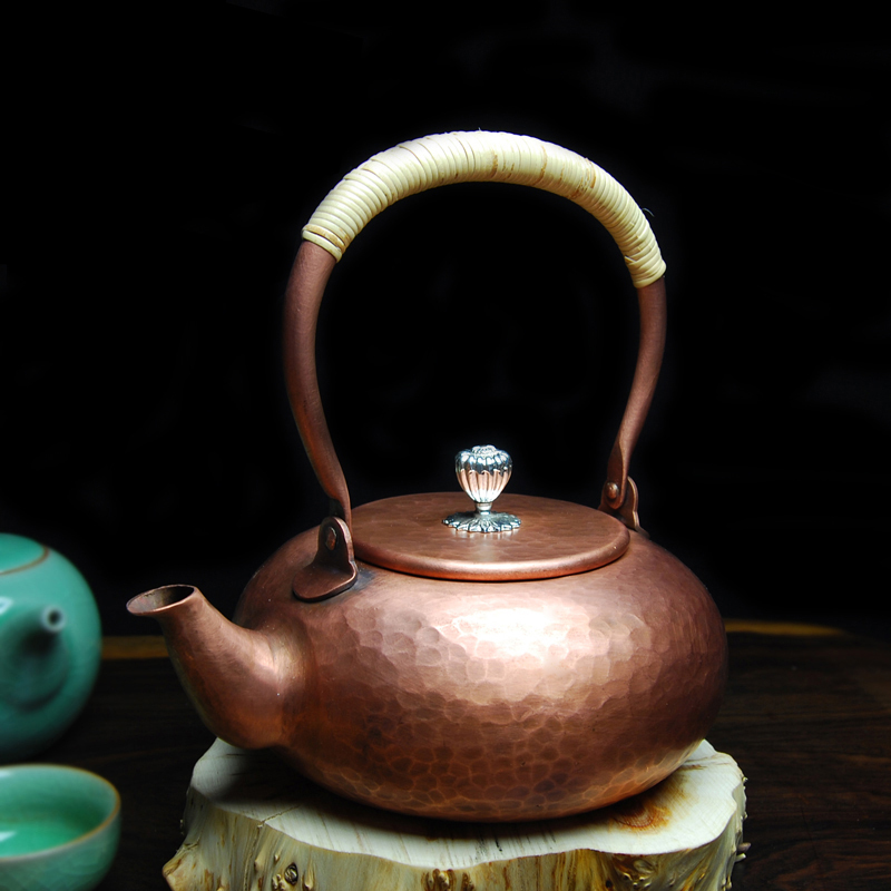 礼品之家打点图案铜壶摆件手工加厚纯紫铜茶壶烧水壶养生煮茶壶