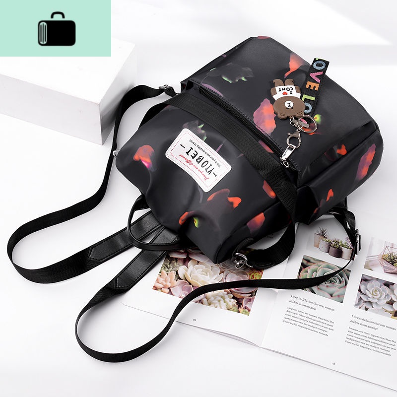 双肩包女韩版2020新款书包女学生大容量防盗百搭牛津布帆布小背包NEWLAKE高清大图