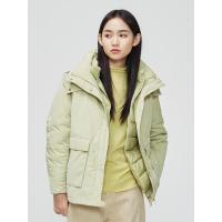 [1件4折价:450,可叠加199减30]MECITY女装冬季新款时尚二件套连帽插肩袖短款羽绒服女