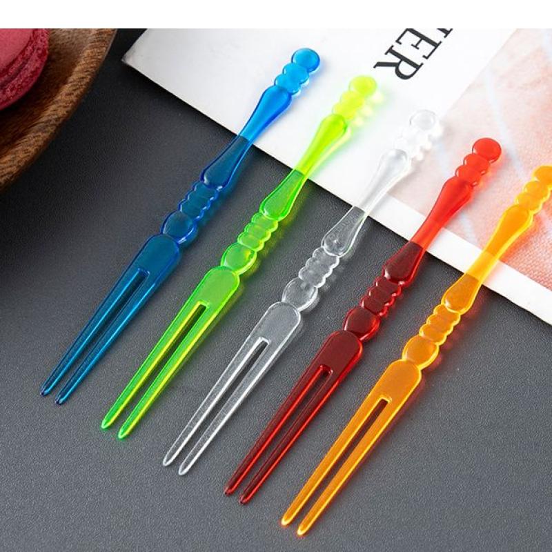 水果叉吃水果蛋糕叉点心叉子独立装一次性透明塑料两齿家用水果签-爱心叉黑色独立装200支高清大图