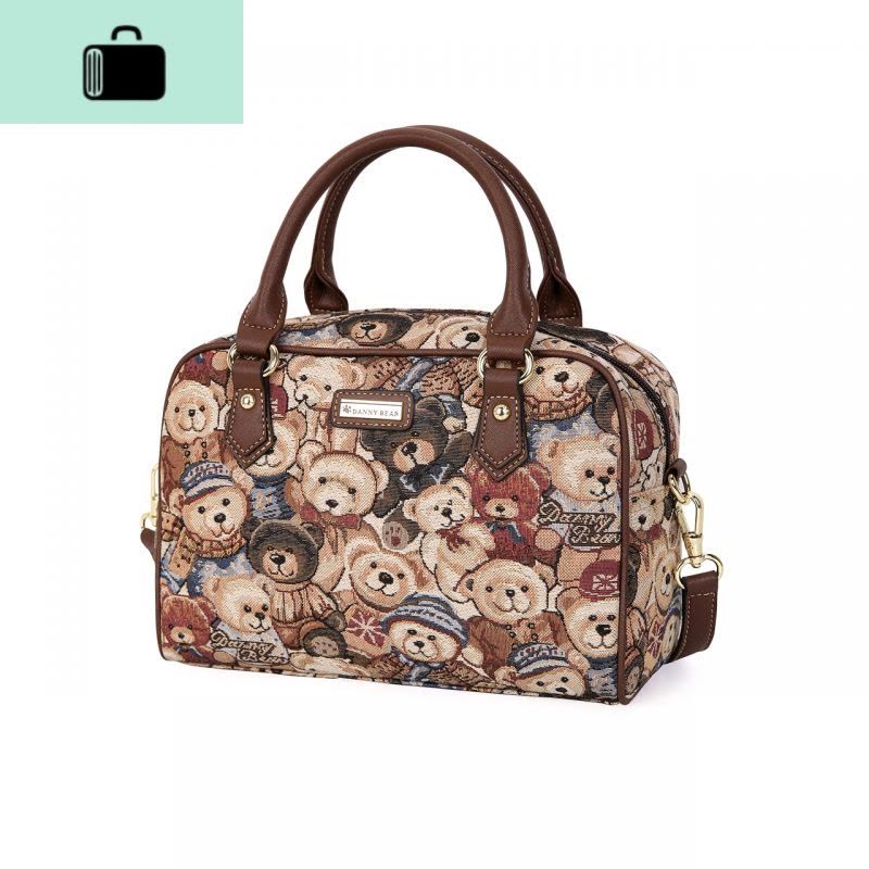 斜挎包包斜跨女包小熊时尚休闲英伦风潮手提小方包2020新款NEW LAKE 迷彩蓝配咖啡女斜挎包图片