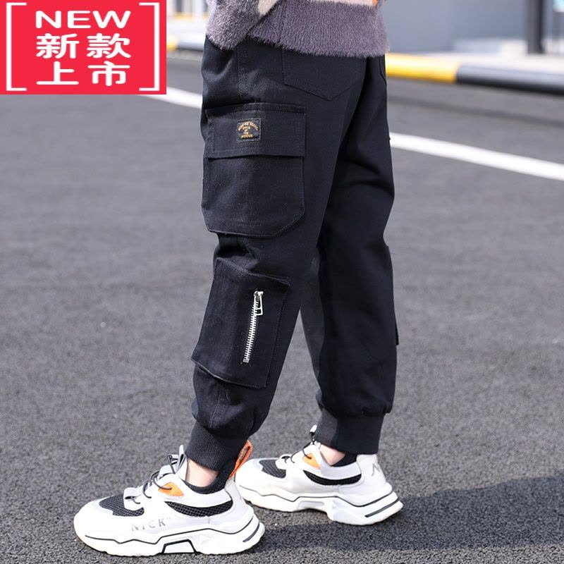 可莉允儿童装男童加绒裤子秋冬款2022新款冬装保暖棉加厚中大童工装裤潮保暖裤图片