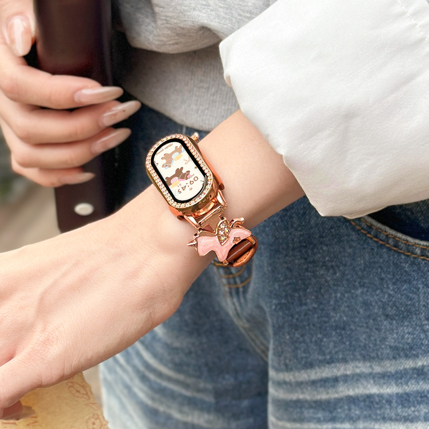 【金马献瑞】适用于小米手环10表带9秋冬轻奢感8镶钻鎏金3139B高清大图