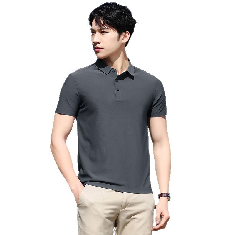啄木鸟冰丝polo衫男锦纶无痕透气速干短袖t恤男青年商务休闲上衣高清大图
