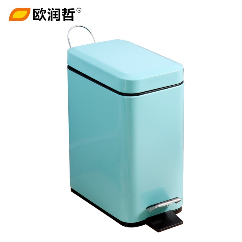 欧润哲 垃圾桶 5L长方形脚踏款 家用卫生间客厅酒店翻盖清洁筒 创意纸篓收纳桶