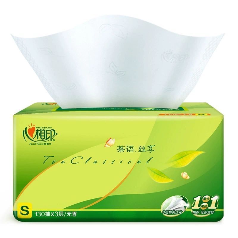 心相印茶语抽纸3层130抽家用母婴抽纸软抽抽纸巾