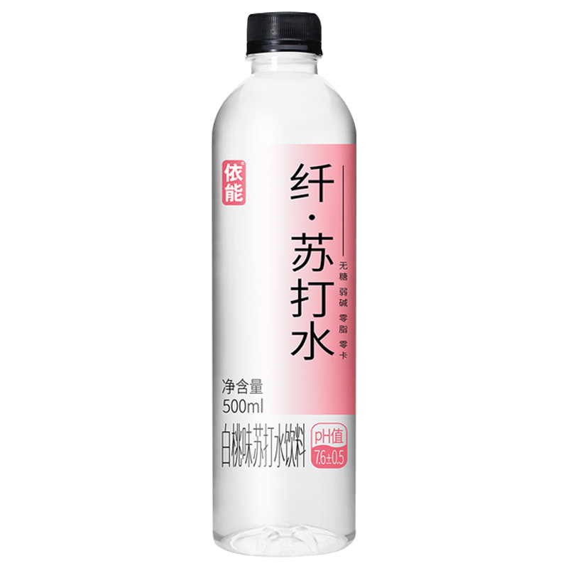 依能苏打水饮料果味0糖0脂0卡弱碱苏打水白桃500ml*12瓶高清大图