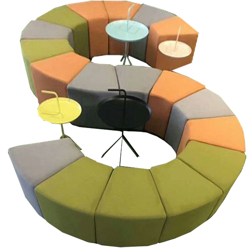 卡里鳄布艺s形组合接待简约弧形会客沙发klehsx09公共场所接待软包