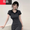 YIBUSHENGpolo连衣裙子女季2024新款气质包臀裙辣妹紧身长裙御姐风小妈裙