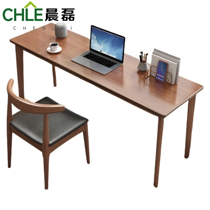 晨磊 实木书桌椅 180*55*75cm(胡桃色) 套高清大图