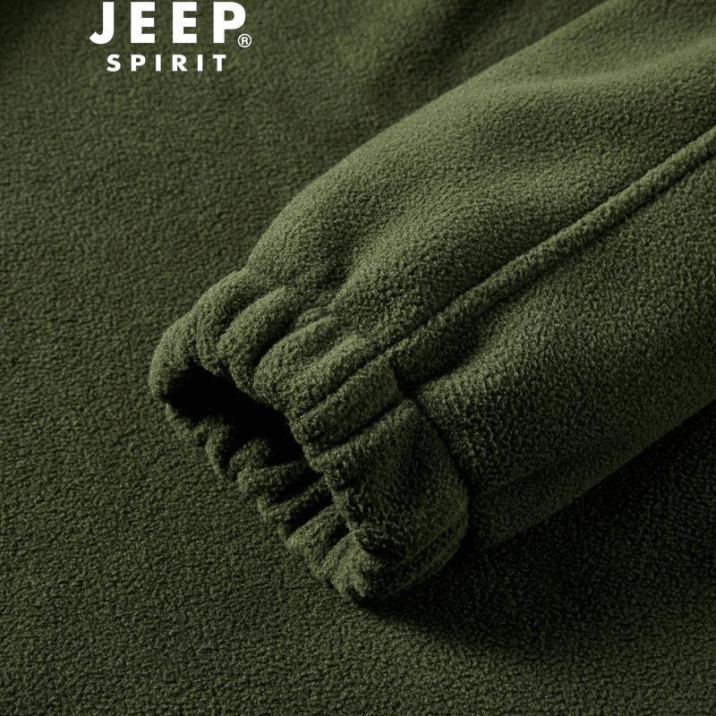 JEEP SPIRIT吉普春秋男士抓绒立领卫衣简约轻便百搭摇粒绒开衫外套运动上衣