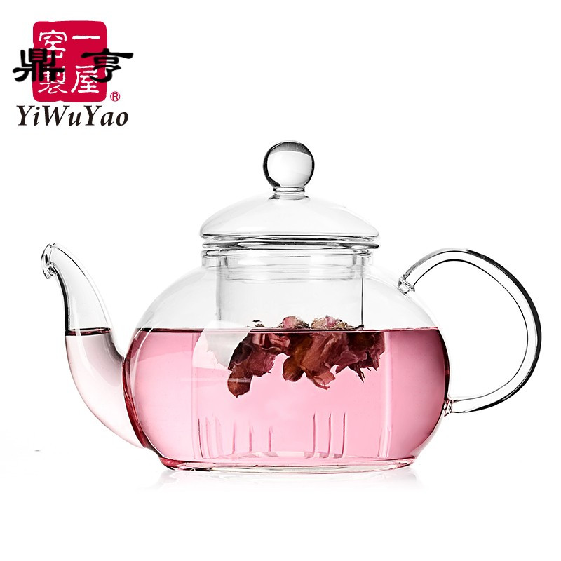 鼎亨玻璃花茶壶加厚泡茶壶过滤茶水分离冲茶器耐热红茶具