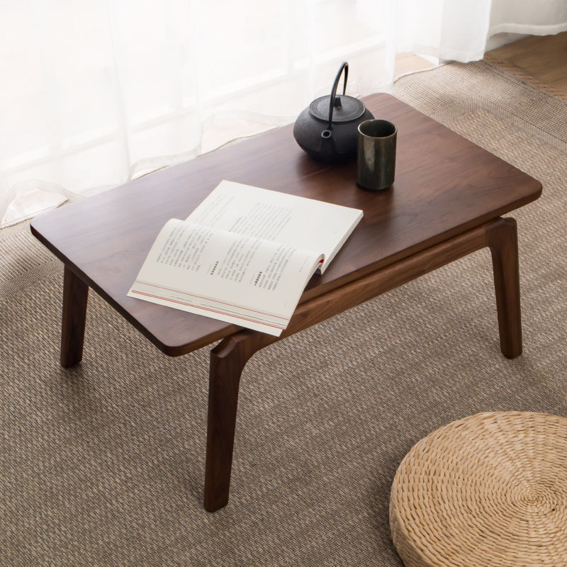 森美人物应「榻榻米桌」原创飘窗茶边几床上炕桌几日式黑胡桃实木儿童桌高清大图