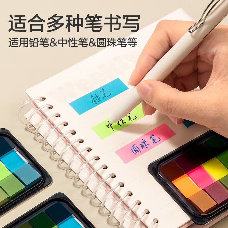 得力(deli)100张5色荧光膜指示标签贴 4412mm抽取式便利贴便签条记事贴 9060图片