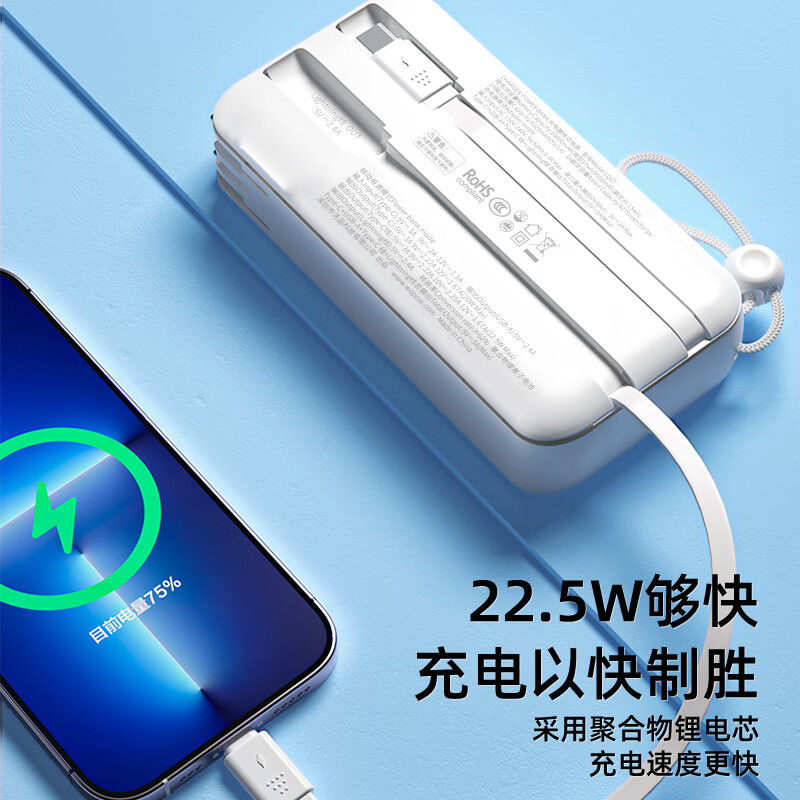 沃品(WOPOW)LQ07 AC充电器移动电源 10000mAh 白色高清大图