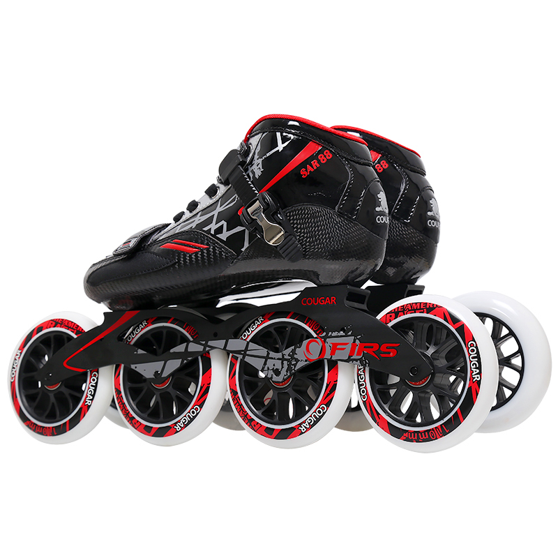 美洲狮速滑鞋竞速鞋成人大轮速度溜冰鞋碳纤直排轮滑鞋旱冰鞋男女