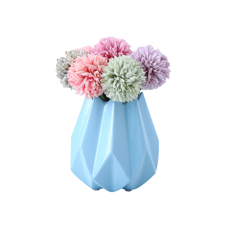 现代简约陶瓷花瓶家居摆设客厅装饰品北欧创意菱形干花插花器摆件 三维工匠 绿色花瓶小号高清大图