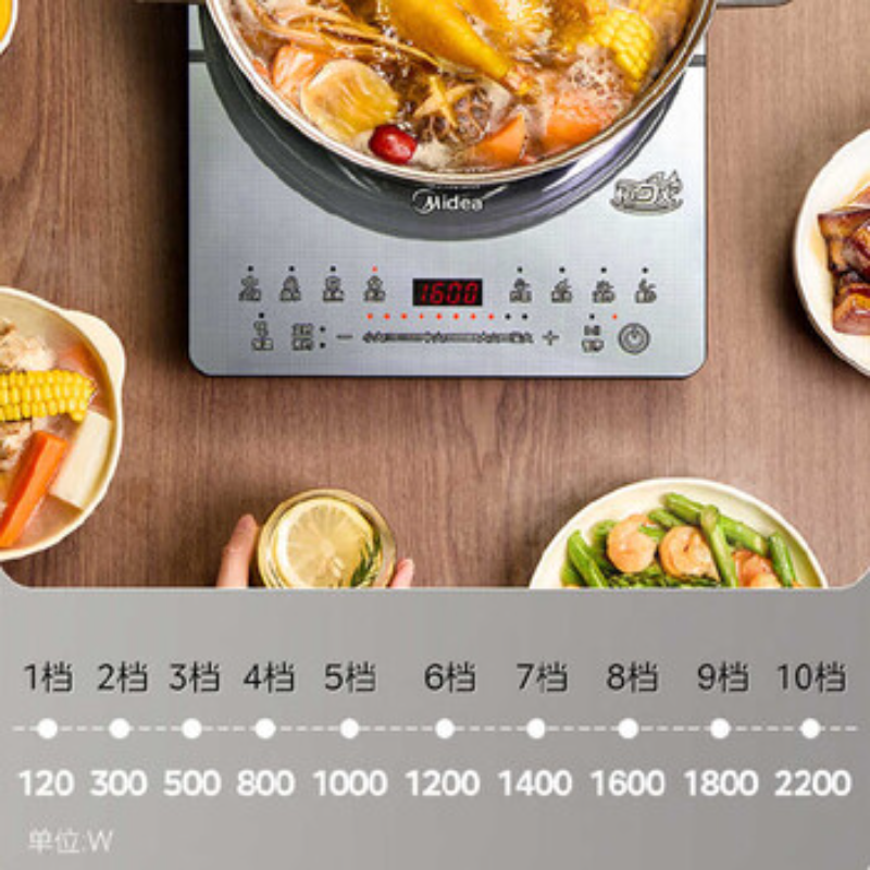 美的(Midea)家用多功能磁炉立体双测温变频恒温智能电磁灶火锅炉MCG彩板4D防水 MC-22RB25 ZH高清大图