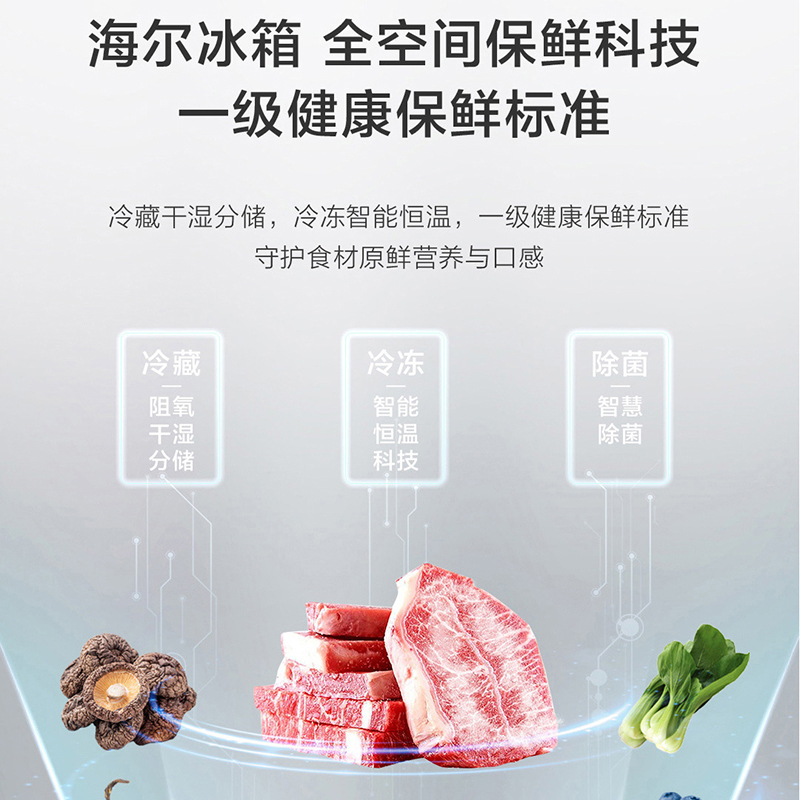 海尔518L法式四门冰箱零距离自由嵌入式全空间保鲜深冷速冻阻氧干湿分储一级能效风冷无霜变频家用大容量电冰箱高清大图