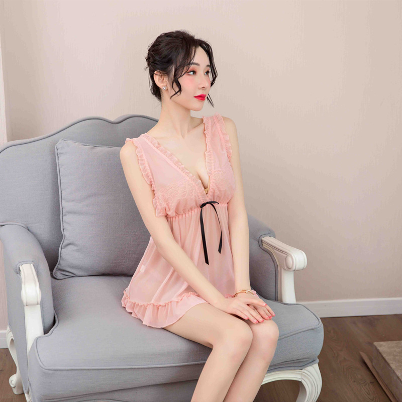 长夜漫漫新款蕾丝情趣内衣开叉可爱性感薄纱睡衣代发1388高清大图
