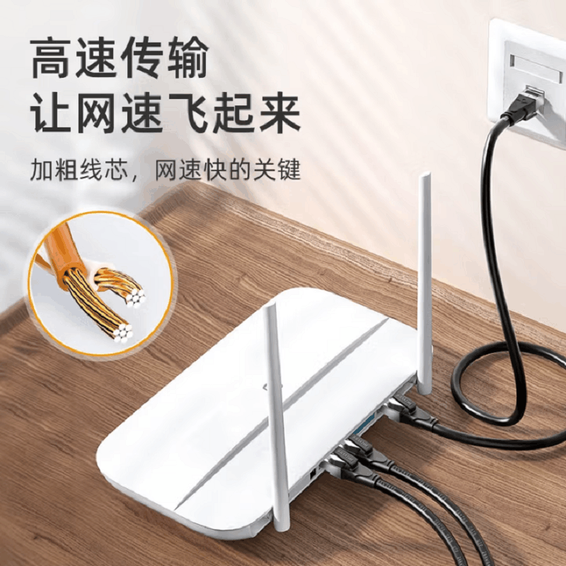 山泽 六类网线 CAT6类千兆网络连接线 工程家用电脑宽带8芯双绞金属屏蔽头成品跳线 黑10米 GWD6100图片