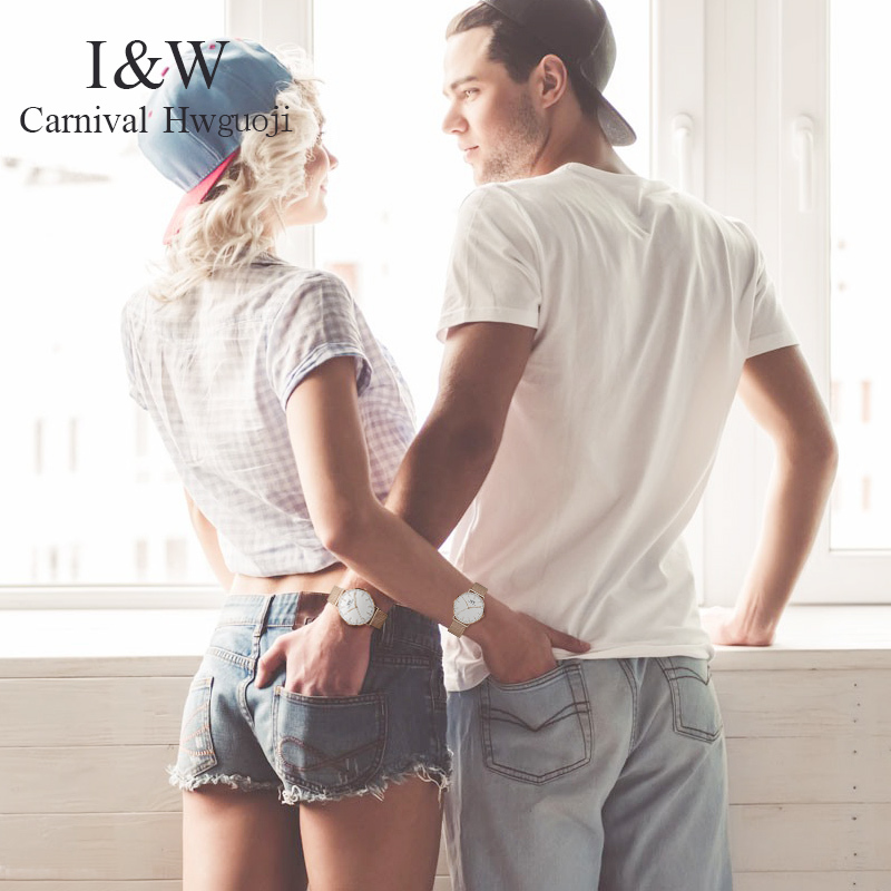 嘉年华iw正品女士手表新 石英表 女表休闲时尚潮流防水学生手表 金属男女通用休闲情侣表纤薄款式简约风格 8757G-5高清大图