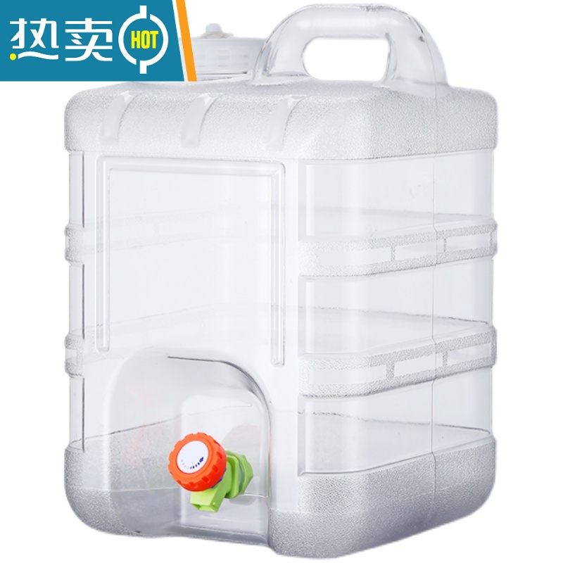 敬平加厚PC车载户外纯净水桶家用塑料矿泉水桶大口可清洗储水箱 白色15升[立式][带龙头] +有孔盖+刷子高清大图
