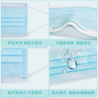 DXBG一次性白色囗罩成人含熔喷布防尘防飞沫三层蓝色防飞沫粉尘雾霾花粉透气防护口罩男女三层蓝色(100只/4包5包起拍)