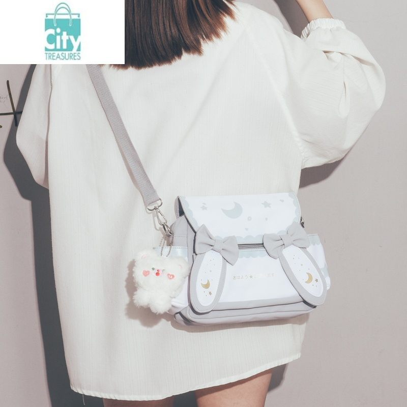 bangdou韩国ins可爱帆布包包女斜挎日系制服包少女百搭学生蝴蝶结单肩