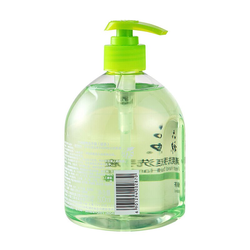 六神洗手液清爽绿茶500ml 温和洁净儿童成人通用按压泡漠植物家用有效易冲洗清新舒爽 500ml