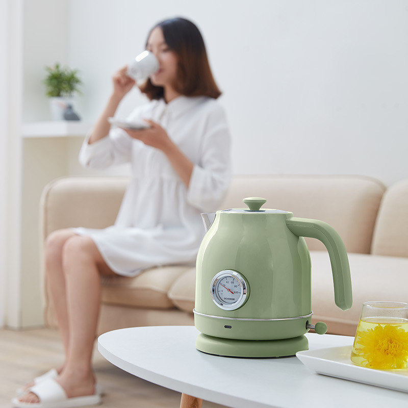 苏宁极物 圈厨复古电热水壶自动断电家用复古烧水壶（复古绿）