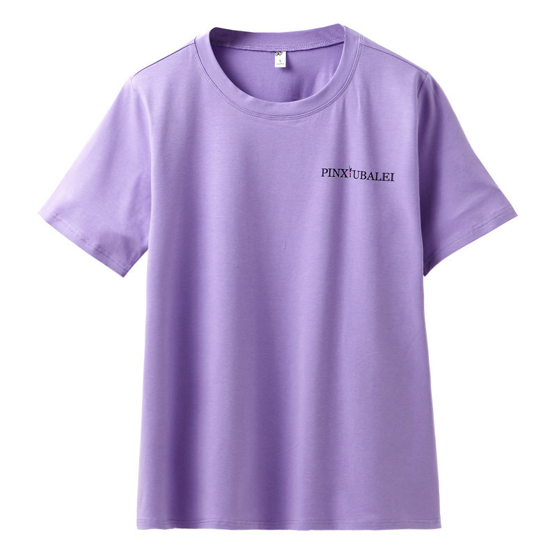香芋紫色t恤女短袖宽松2018新款字母印花半袖体恤衫百搭浅紫上衣参数