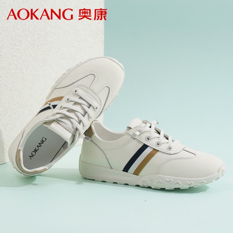 奥康女鞋2025新款时尚小白鞋简约舒适休闲运动鞋女轻便百搭德训鞋图片