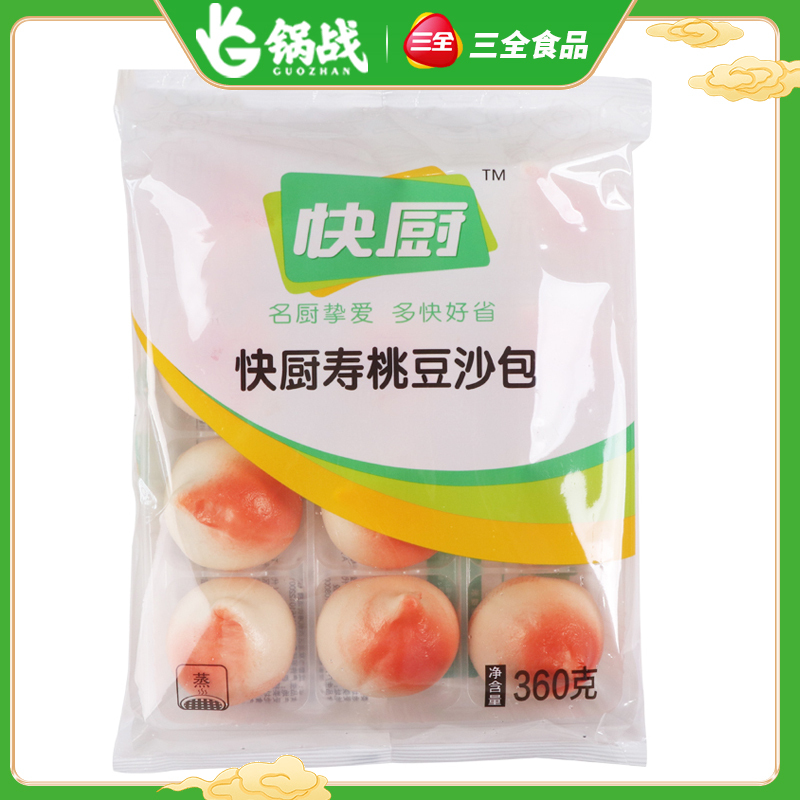 三全(绿)快厨寿桃豆沙包360g