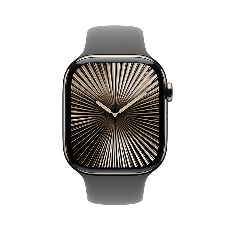Apple/苹果 Watch Series 10 智能手表GPS+蜂窝款42毫米原色钛金属表壳岩灰色运动型表带S/M