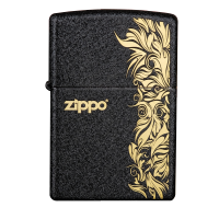 芝宝ZIPPO正版男士煤油系列钢质经典黑色打火机黑裂漆236纯铜zippo富贵繁花创意礼物防风七夕送礼