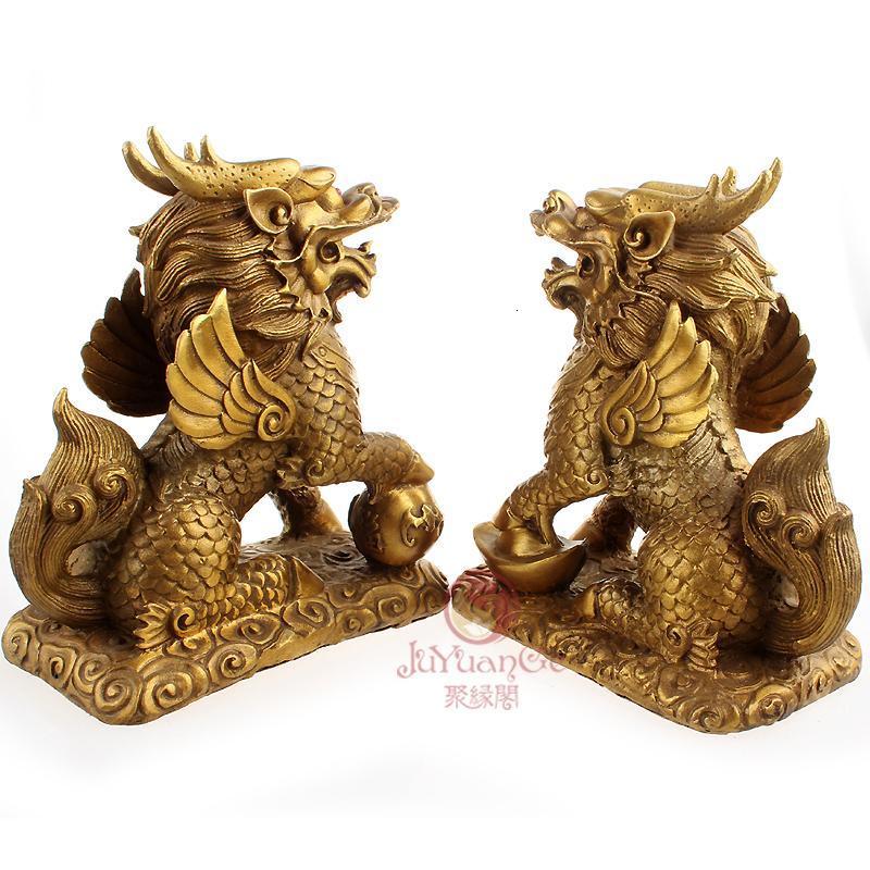 礼品之家 财富麒麟家居饰品 黄铜麒麟摆件 八卦麒麟大号铜工艺品送女朋友七夕情人节礼物