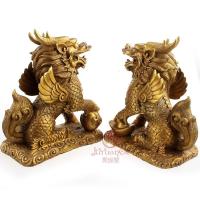 礼品之家 财富麒麟家居饰品 黄铜麒麟摆件 八卦麒麟大号铜工艺品送女朋友七夕情人节礼物