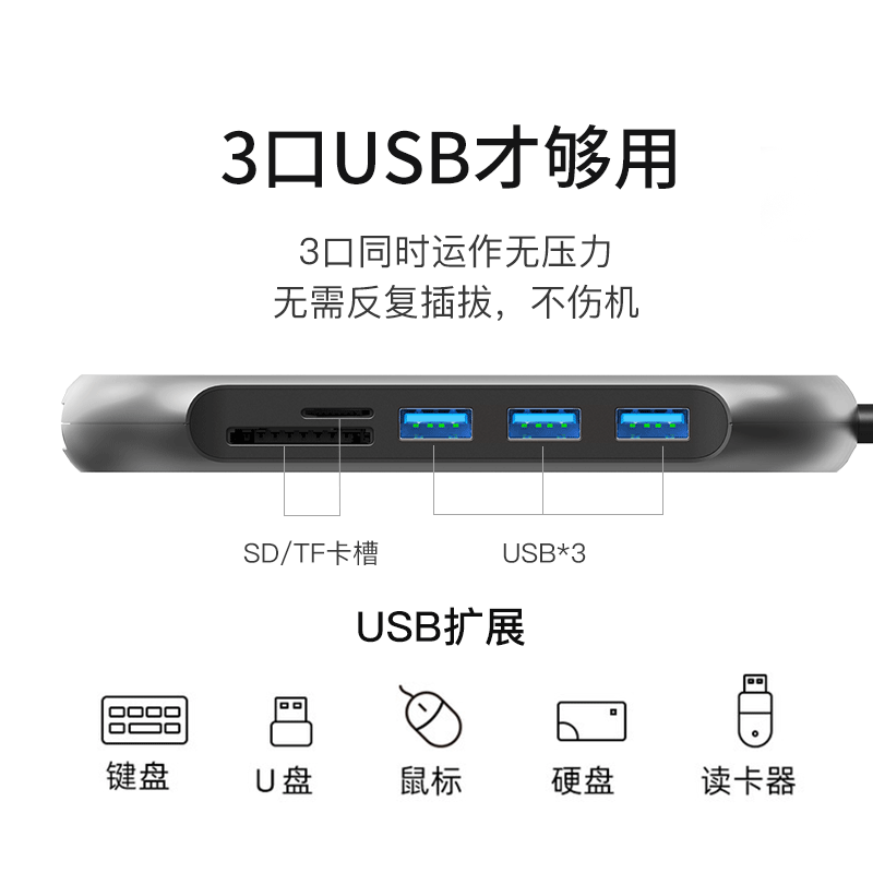 惠普(HP)Type-C分线器电脑扩展坞 多功能USB-C转换器笔记本拓展坞HUB集线器 镜面扩展坞9合1
