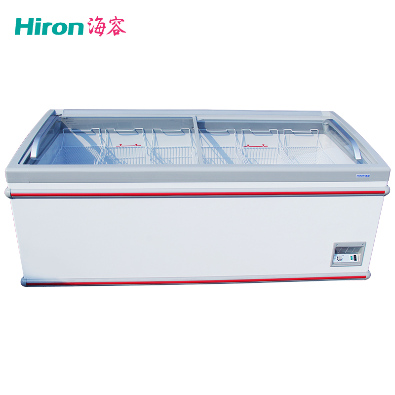 海容hiron700升卧式冰柜商用玻璃展示冷冻冷柜雪糕柜超市组合柜sd700