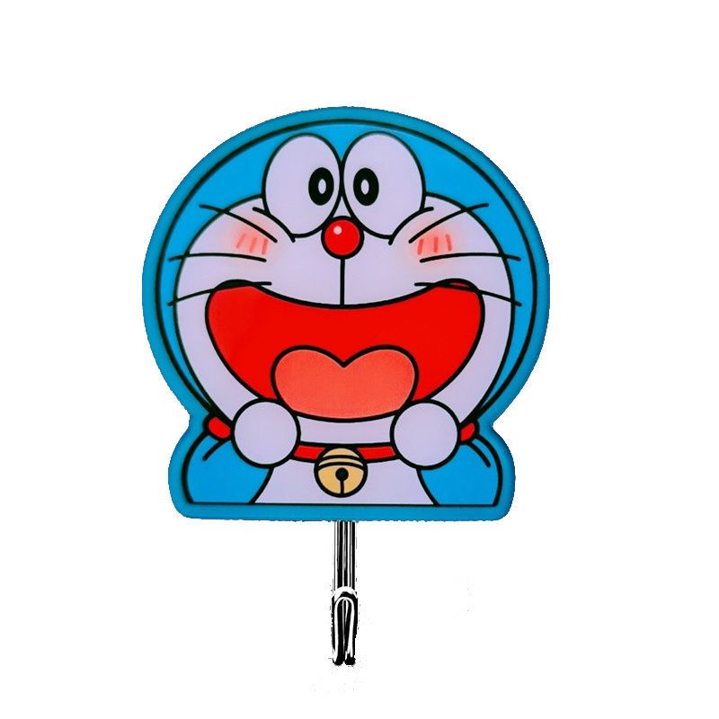 12偷笑哆啦2个可爱卡通哆啦a梦挂钩蓝胖子儿童强力免打孔粘钩家用门后