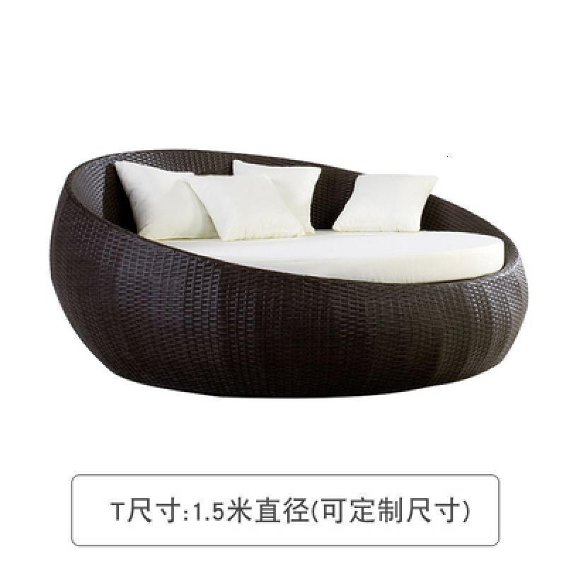 森美人户外大圆床休闲泳池藤编创意沙发床沙滩酒店躺床阳台懒人躺椅家具 T款