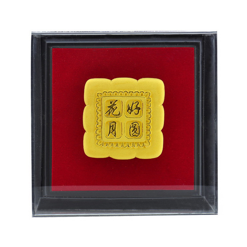 梦克拉 工艺铸金绒沙金月饼摆件 花好月圆高清大图
