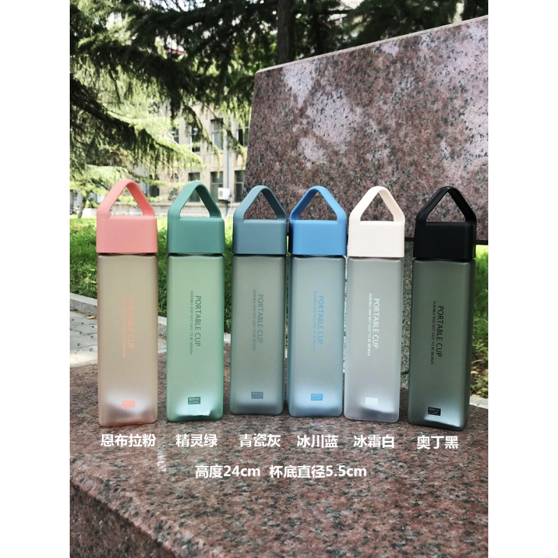 美帮汇方形水杯女神杯子便携森系创意个性潮流简约女学生随身塑料杯高清大图