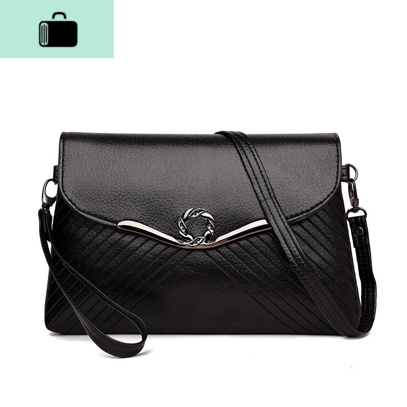 信封包女士小包包2020新款斜挎包日韩版潮软皮时尚单肩手提女包NEW LAKE 黑色女士单肩包
