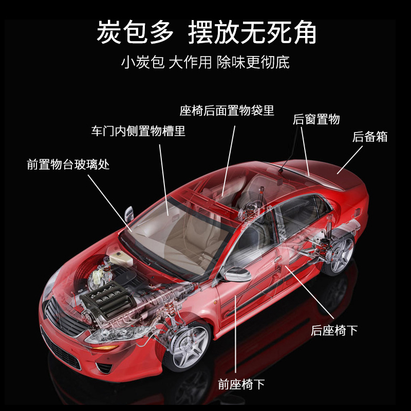 山山汽车专用1.5kg竹炭包汽车用除甲醛除异味活性炭包新车内除味剂车用碳包用品