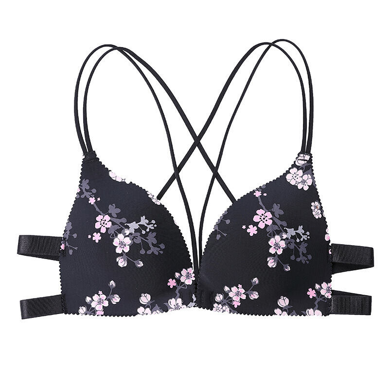 波迷娜bomina性感前扣美背聚拢小胸无钢圈上托薄款文胸内衣女肩带裹胸