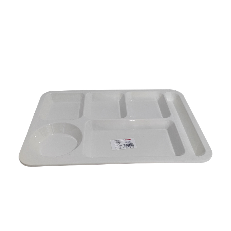 炯毅 快餐盘密胺瓷学生食堂分格餐盘商用密胺餐具自助学校 密胺瓷餐盘 白14寸 个