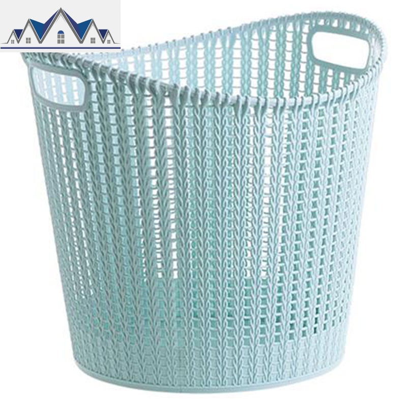 【特大号收纳篮】脏衣篮装衣物玩具收纳筐仿藤编浴室洗澡篮子塑料 三维工匠 特大号仿藤编款北欧蓝