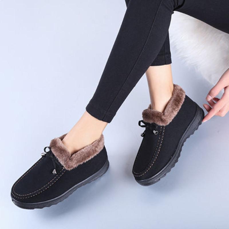 加厚保暖老北京布鞋女冬季奶奶棉鞋软底防滑加绒厚底中老年妈妈鞋棕色